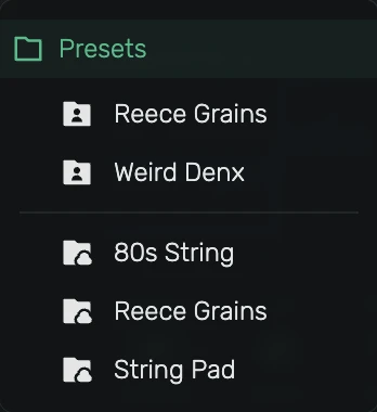Preset dropdown on a device header