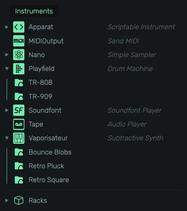 Preset browser overview