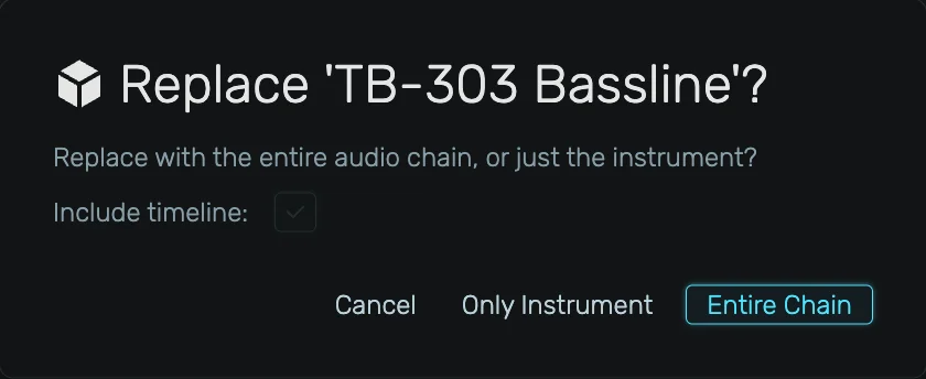 Replace preset dialog